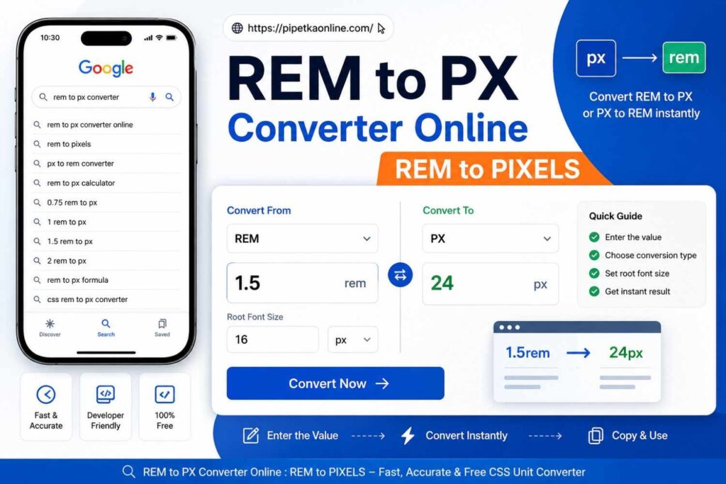 REM to PX Converter Online

